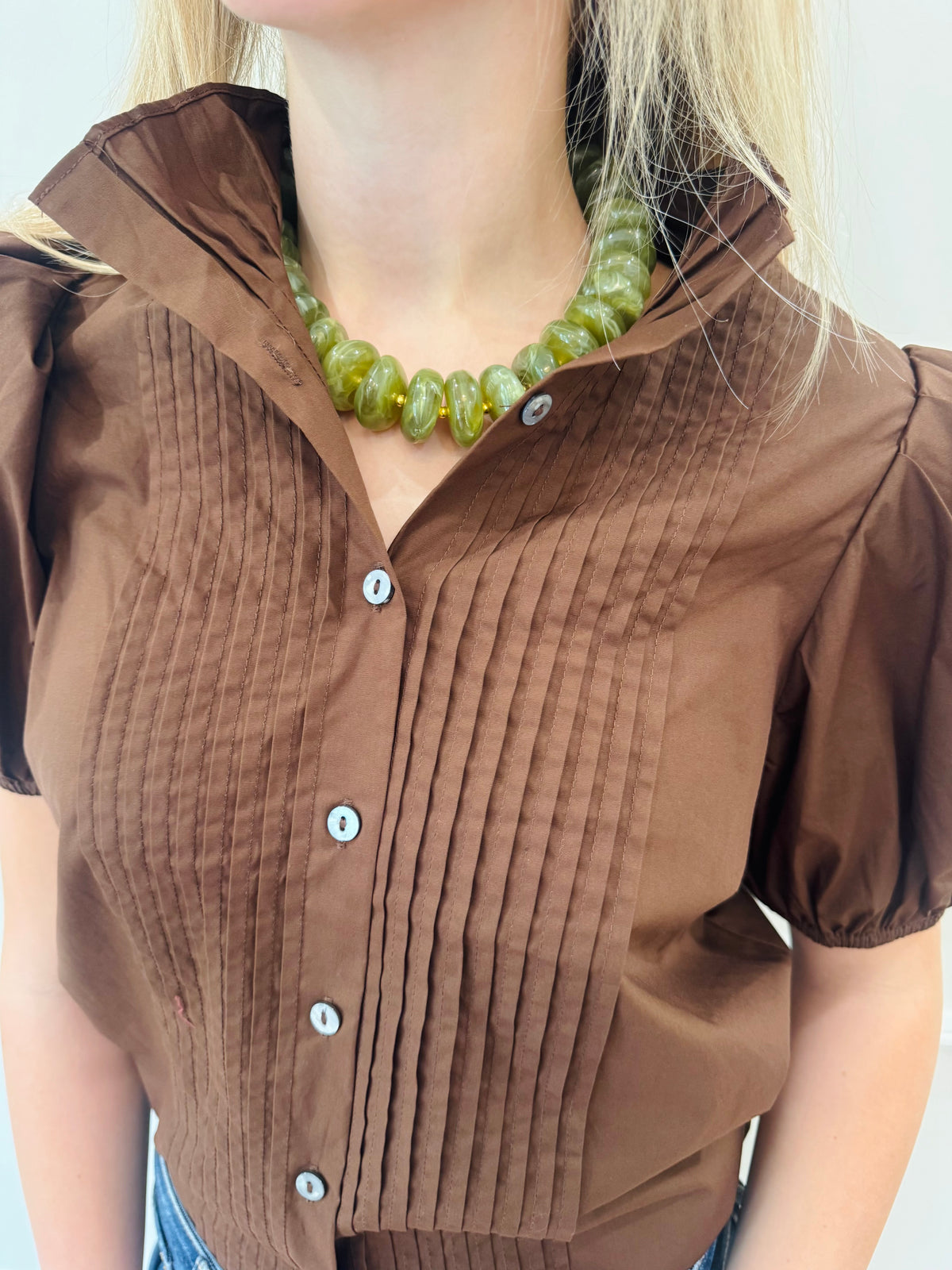 Piper Pintuck Top - Brown