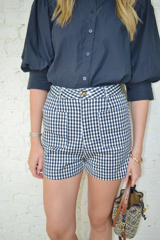 Zara Gingham shorts - Navy