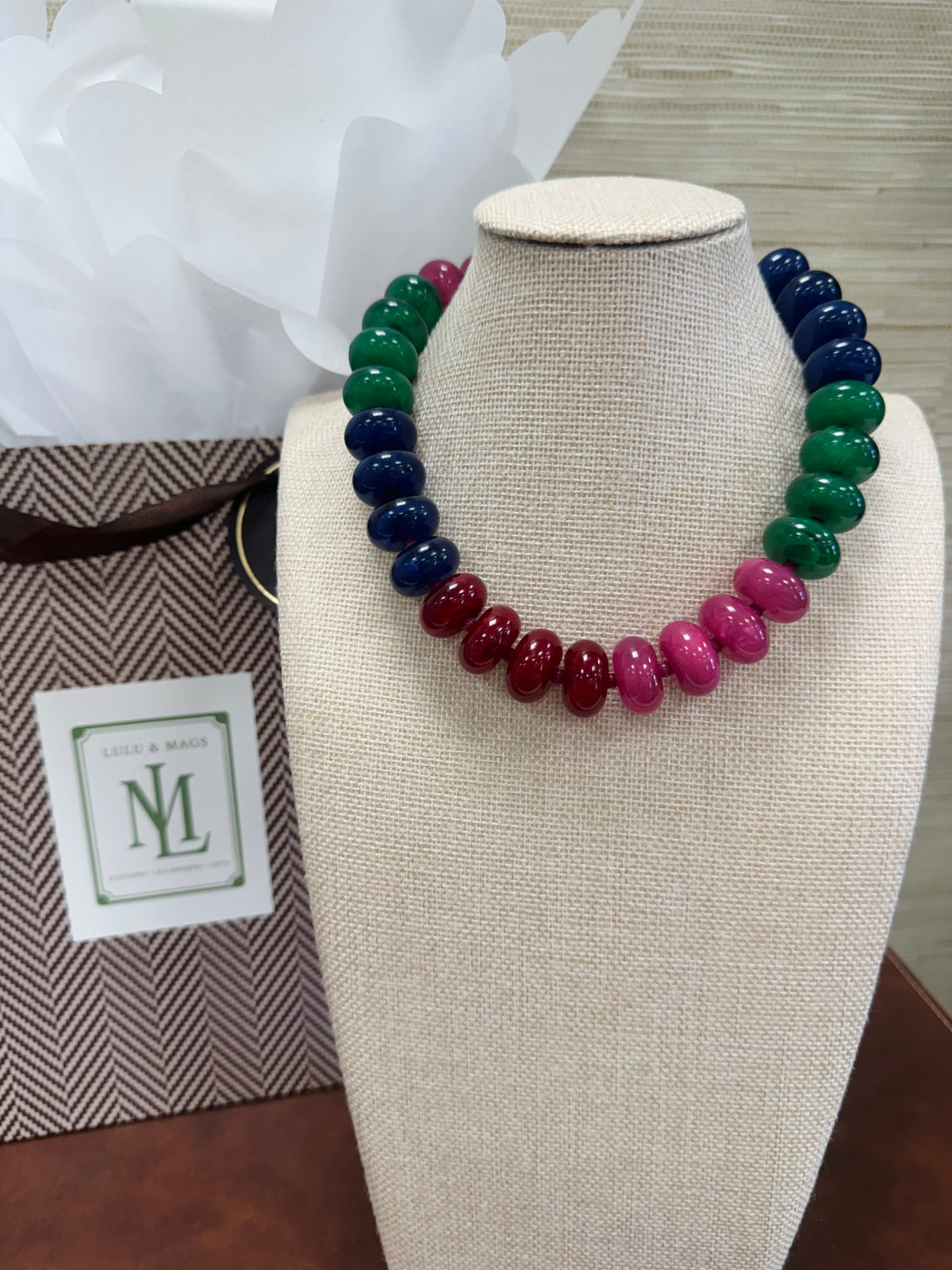 Navy/Hunter Green Chunky Necklace