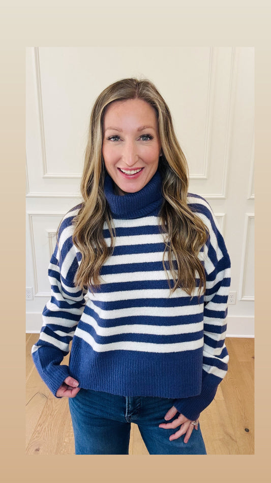 Denim Stripe Sweater - Indigo