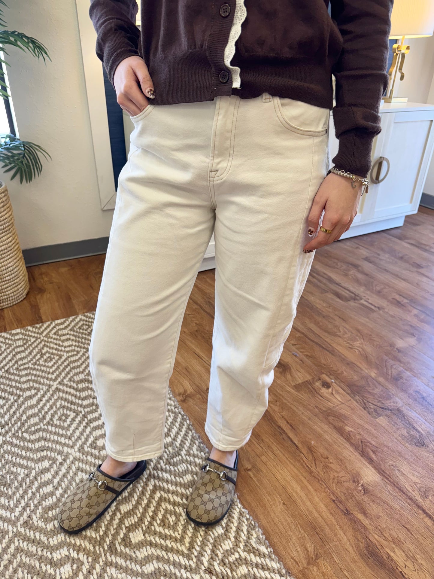 Risen Barrel Jean - Winter White