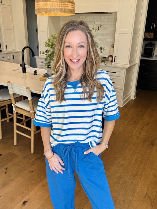 Terry Stripe Top - Royal