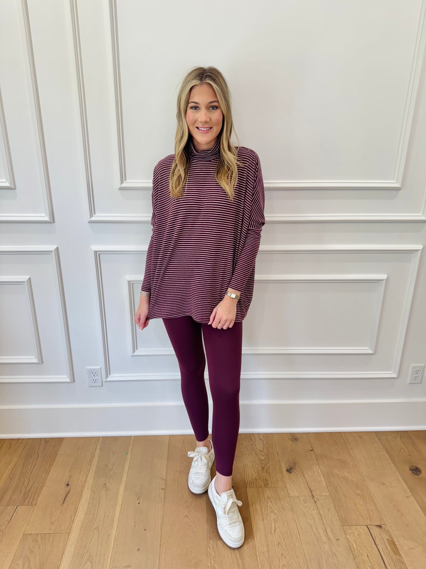 Venice Mock Neck Tunic  - Wine