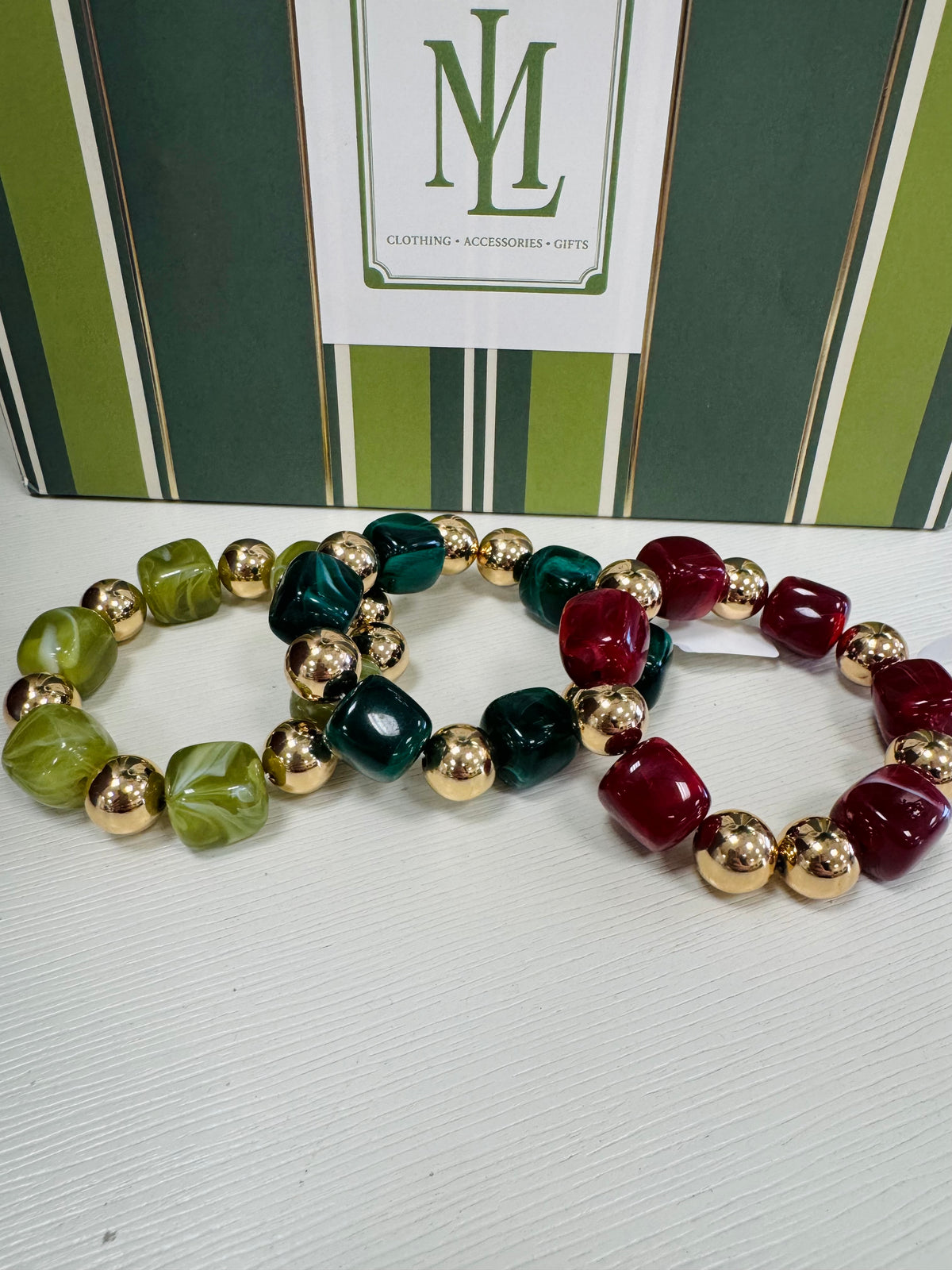 Chartreuse & Gold Stretchy Bracelet
