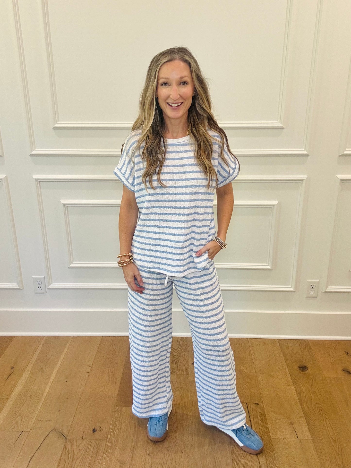 Summer Stripe Pant- Blue
