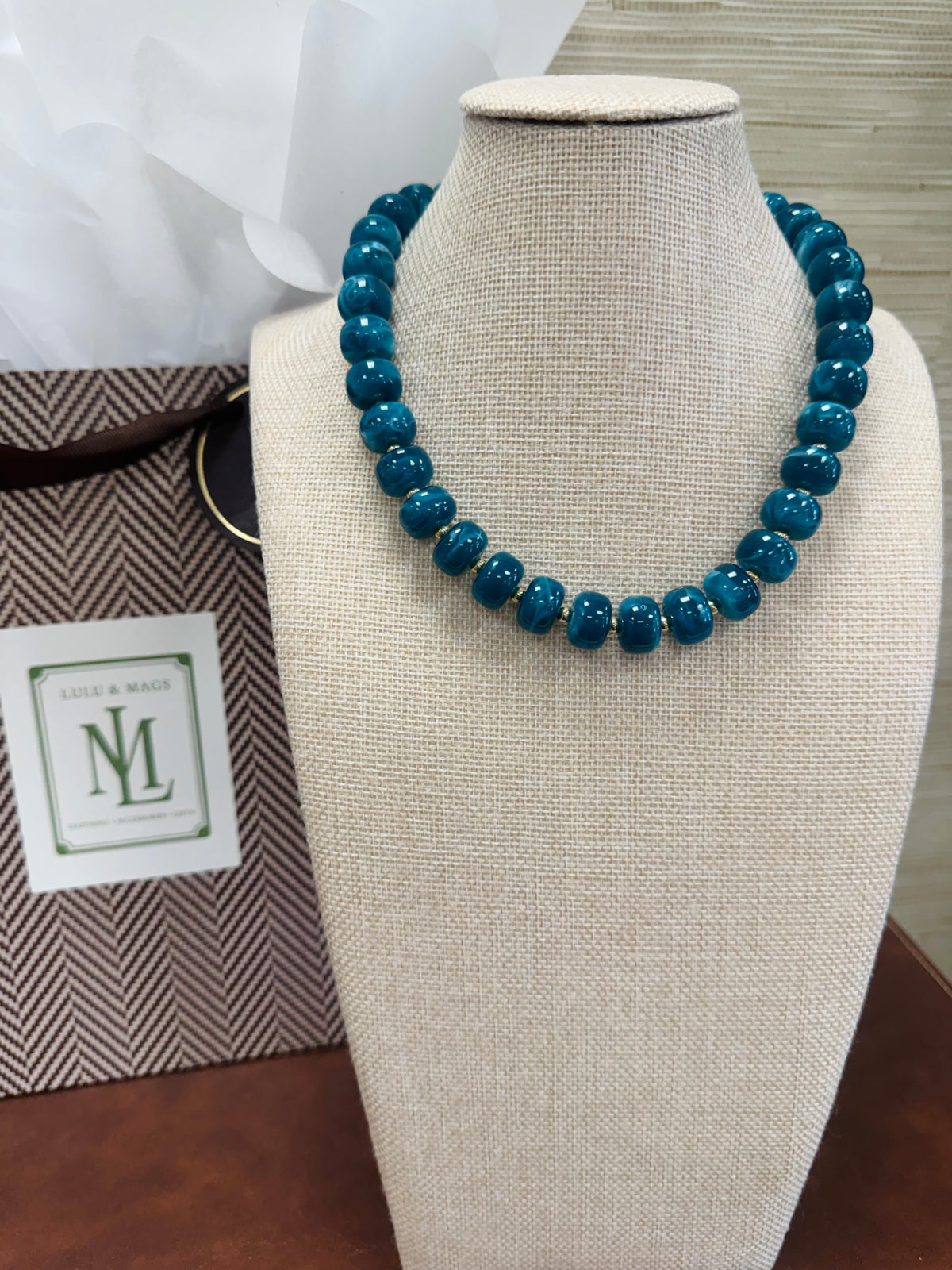 Teal Beaded Necklace