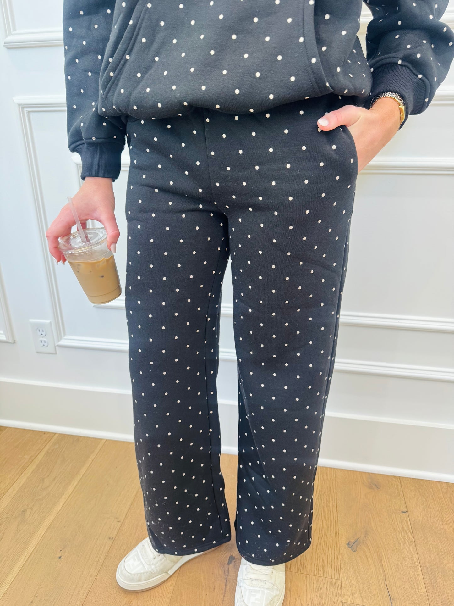 Bambi Polka Dot Sweat Pants - Black