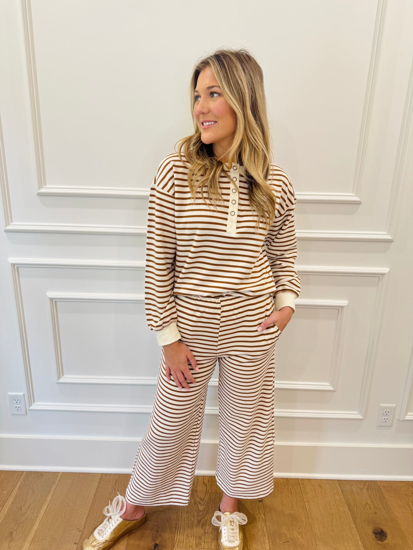 Avery Stripe Set - Brown/Cream