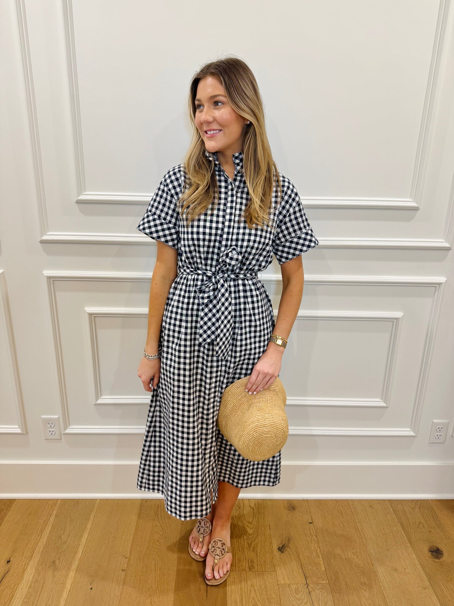 Meridian Gingham Dress - Navy