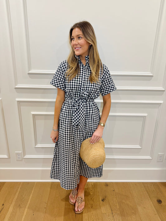 Meridian Gingham Dress - Navy