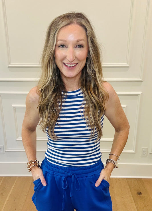 Varsity Stripe Tank - Royal