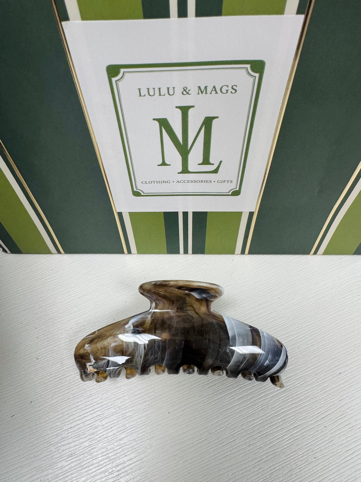 Hair Clip - Brown Marble