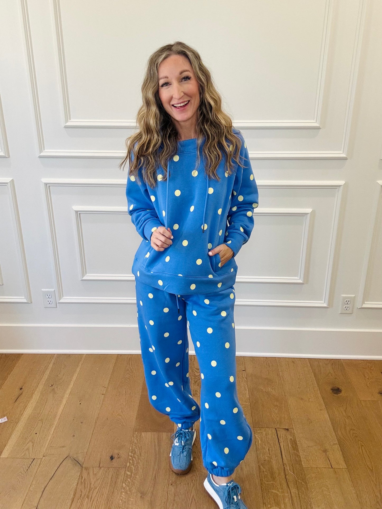 Hattie Polka Dot Jogger - Blue/yellow