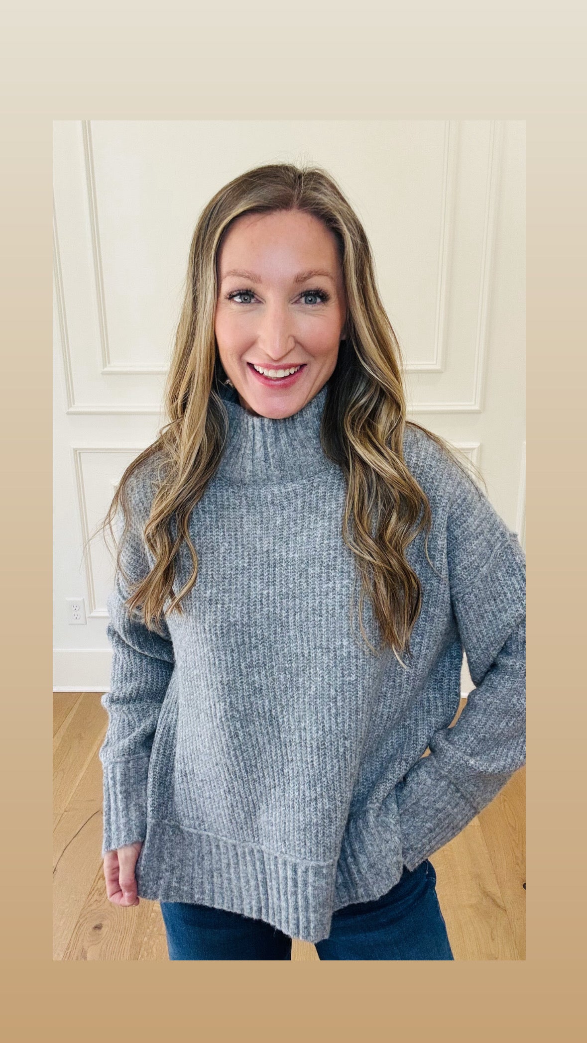 Kiara Mock Neck Sweater - gray