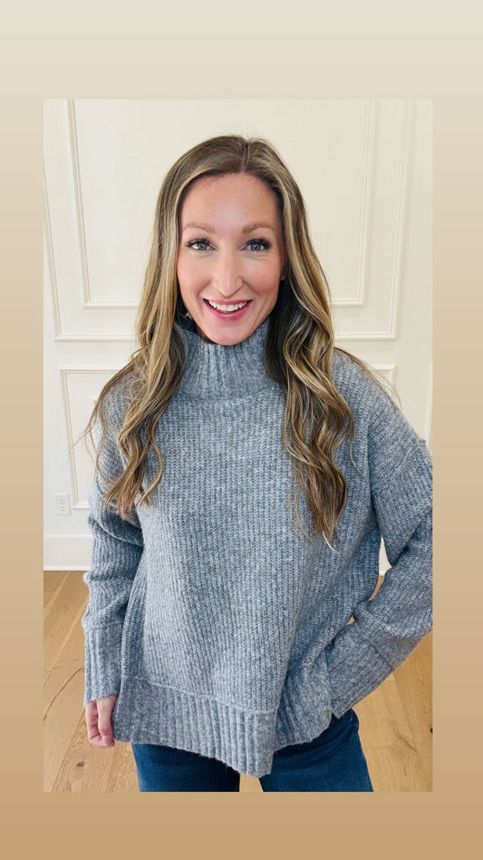 Kiara Mock Neck Sweater - gray