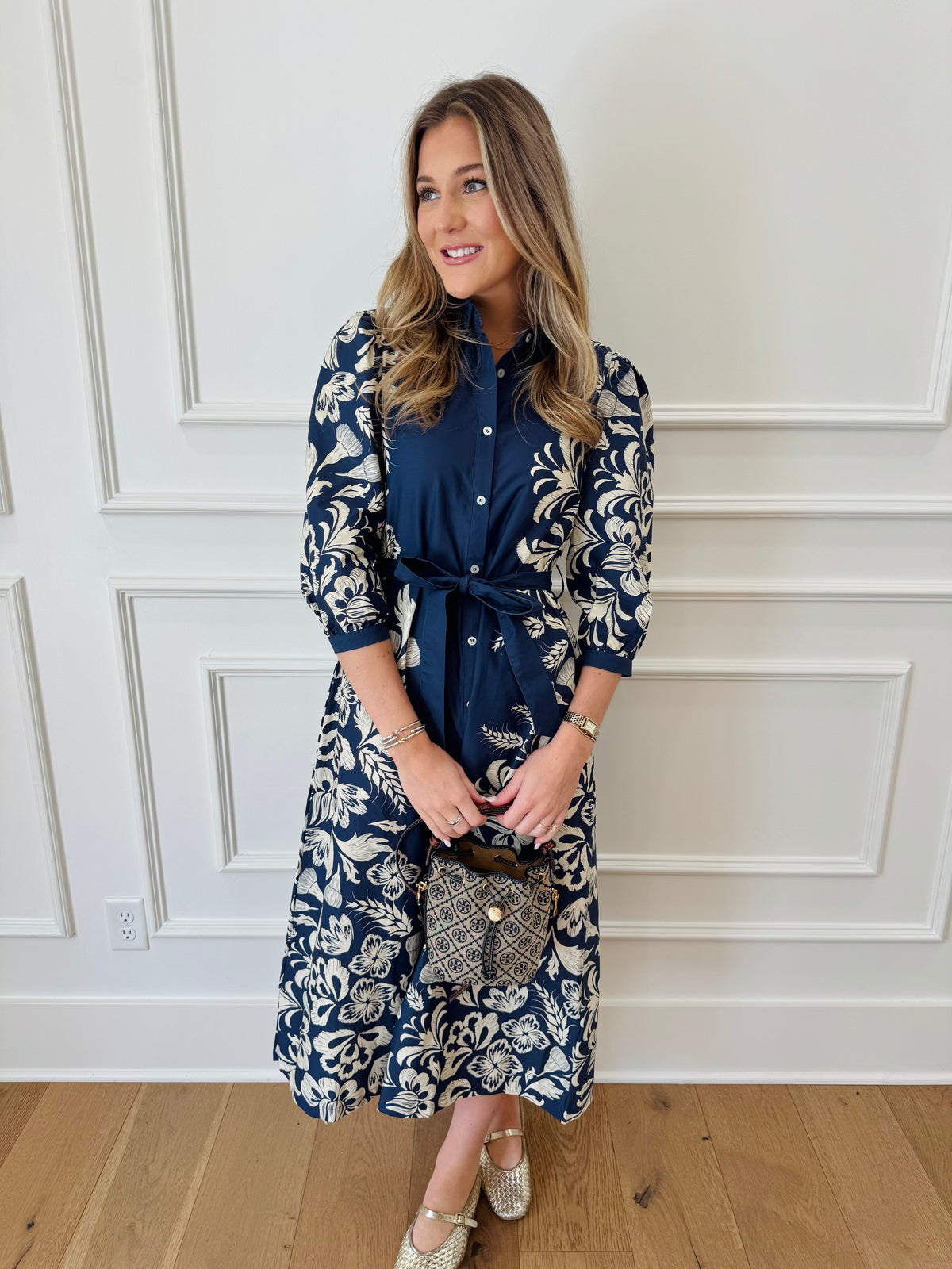 Ellington Floral Dress - Navy