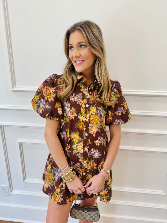 Autumn Heirloom Denim Dress - Brown Multi
