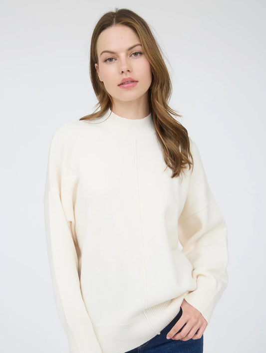 Crew Mock Neck Sweater - Cream