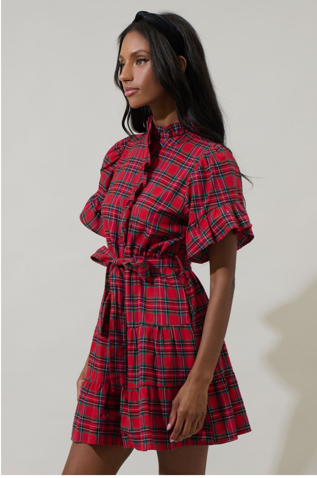 Holiday Plaid Dress -Red