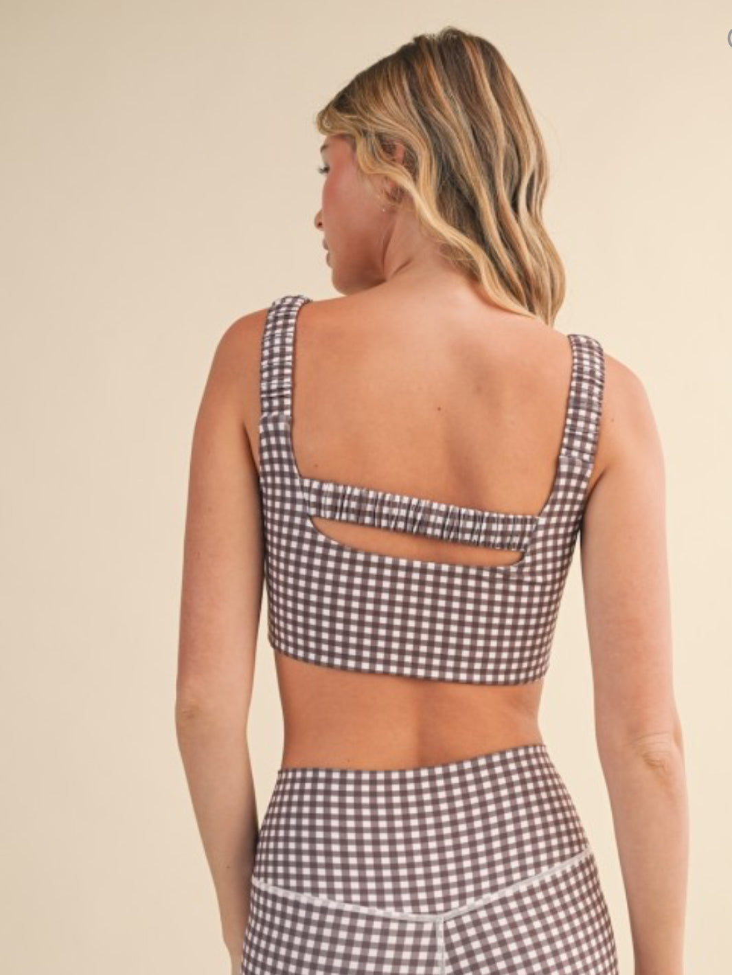 Kimmie Sports Bra - Brown Gingham