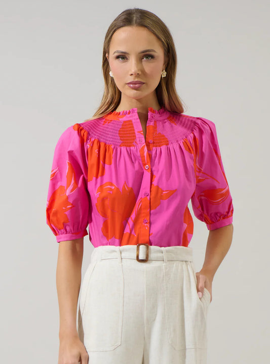 Aurea Floral Smocked Top - Sugarlips