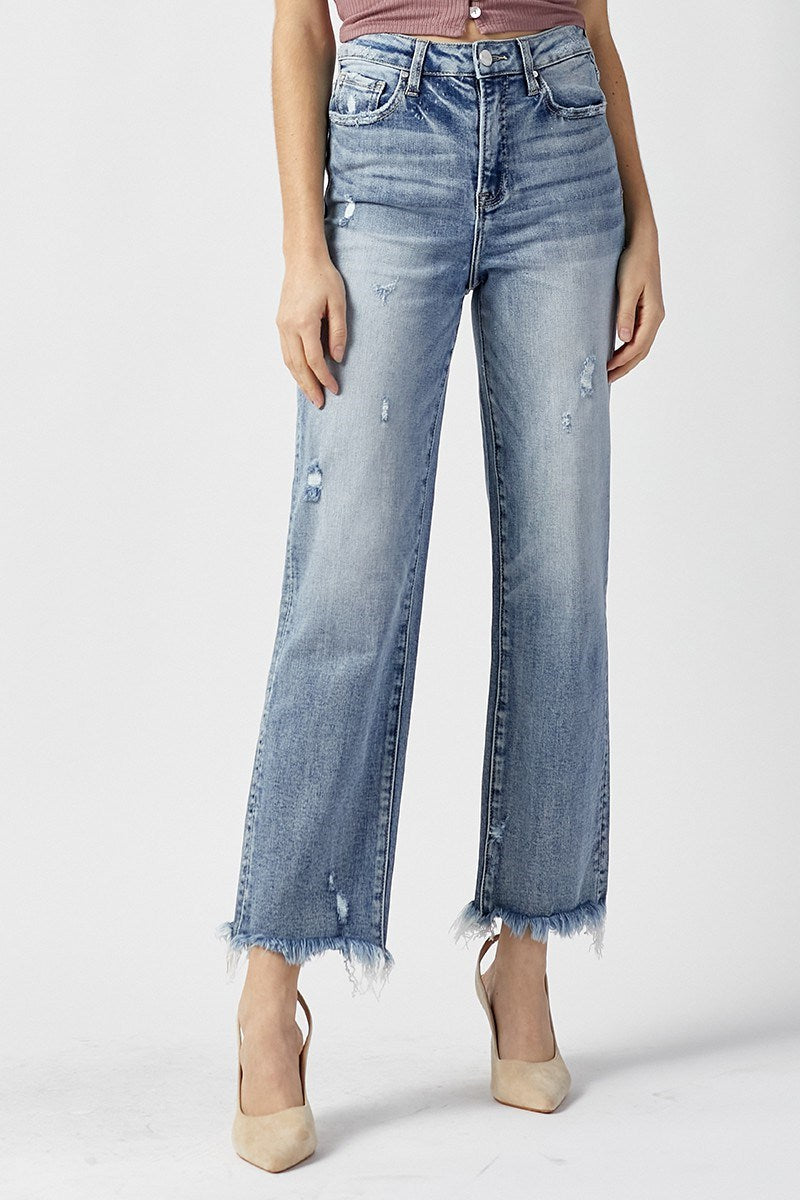 Risen Ankle Crop Wide Leg Jean - Light Wash