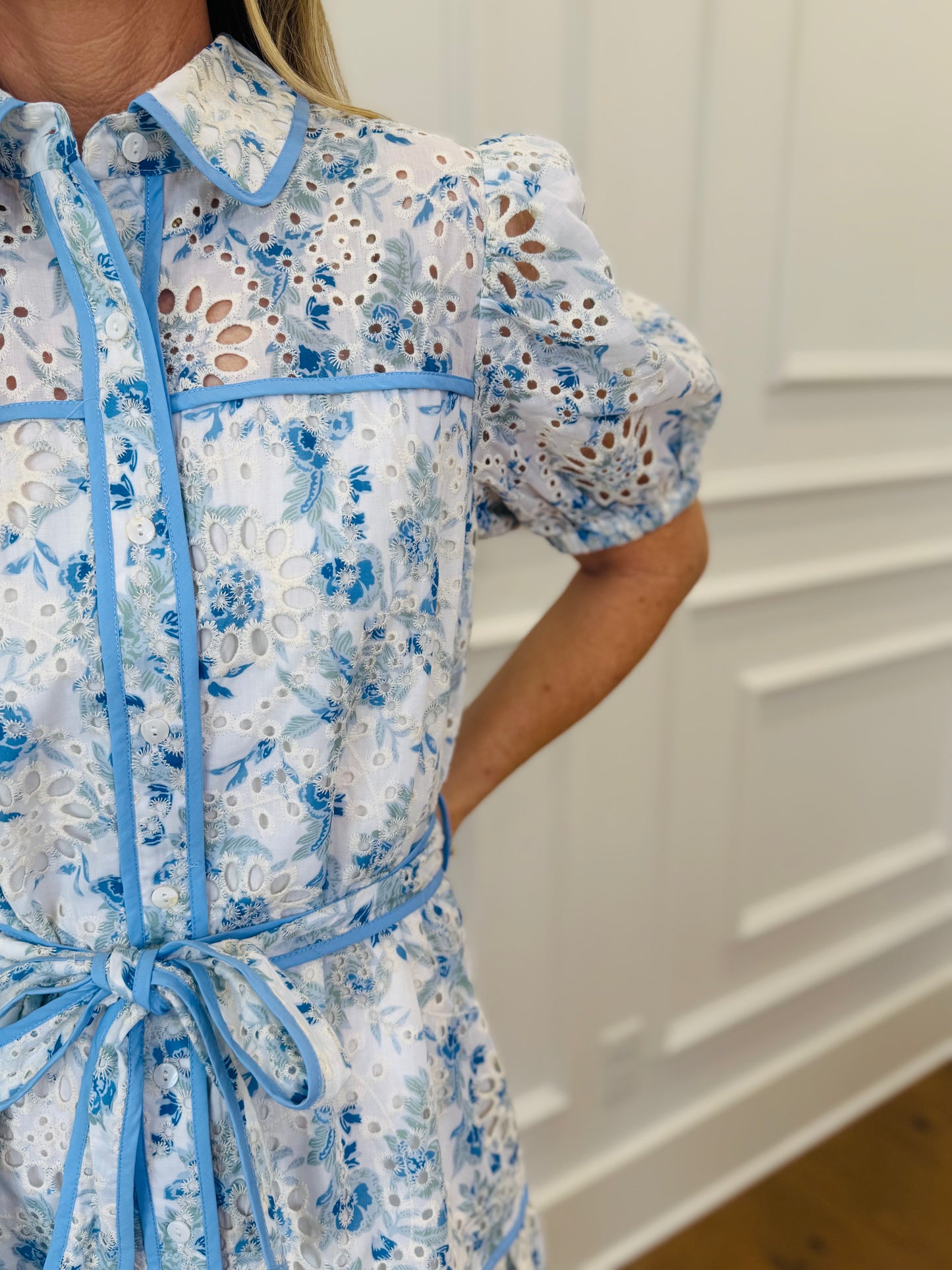 Emory Floral Eyelet Dress - Blue