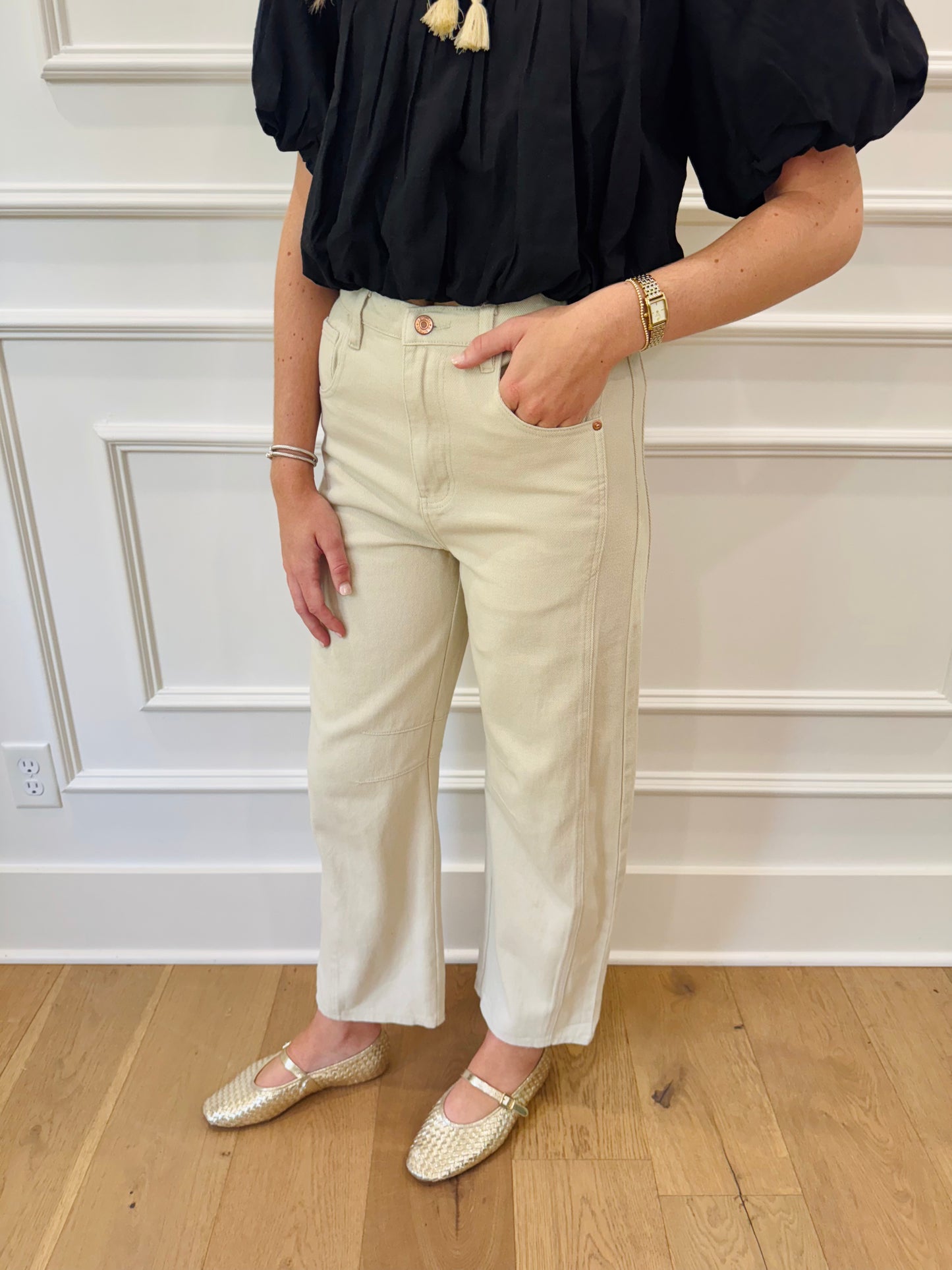 Baylyn Barrel Jean - Almond