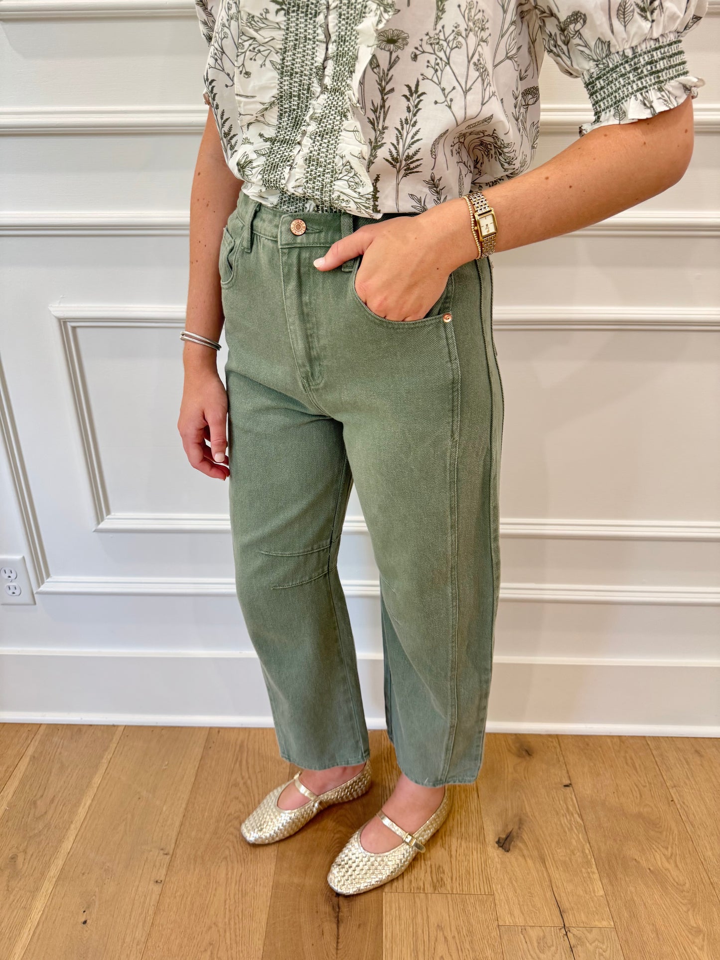 Baylyn Barrel Jean - Olive