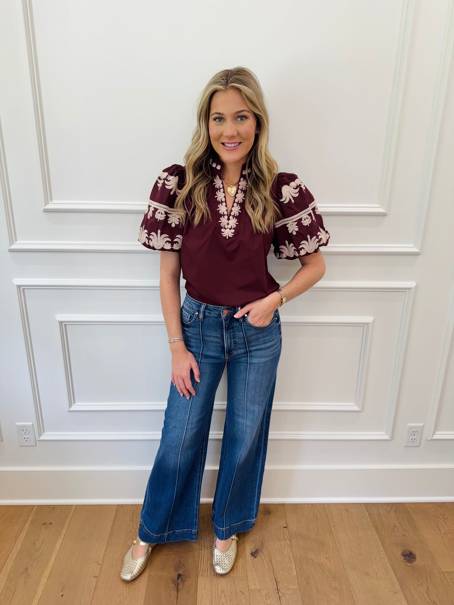 Kelsi Top - Burgandy