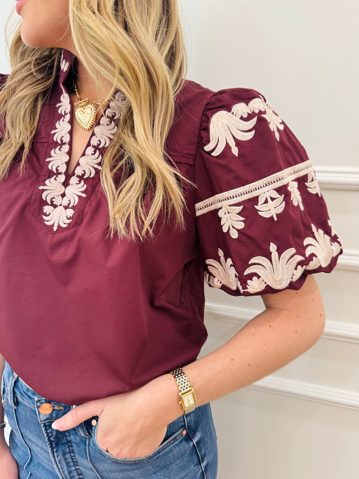 Kelsi Top - Burgandy