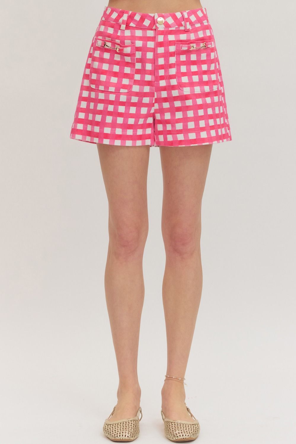 Izzy Gingham Shorts - Pink