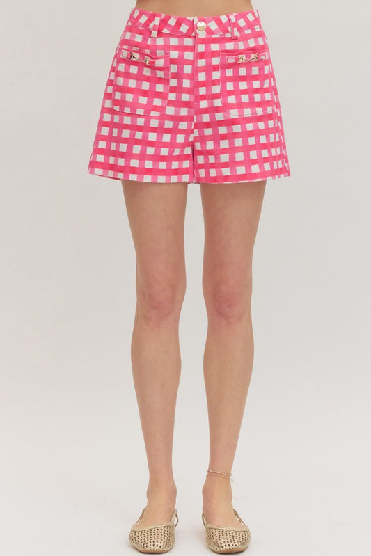 Izzy Gingham Shorts - Pink