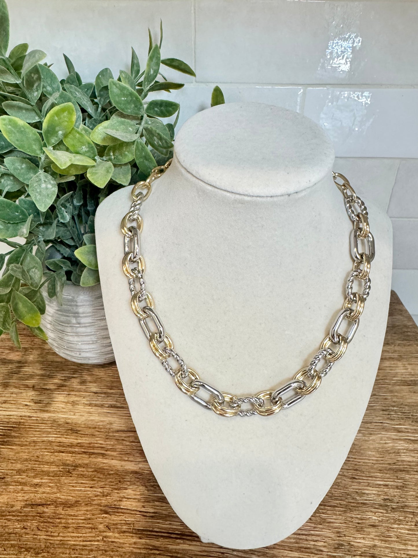 Mixed Metal Chain Necklace