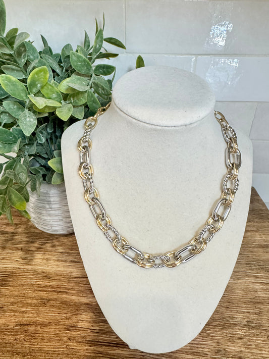 Mixed Metal Chain Necklace