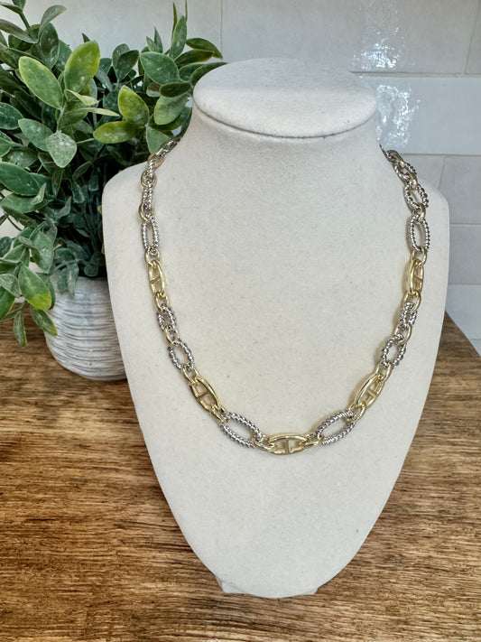 Mixed Metal Elevated Chain Necklace
