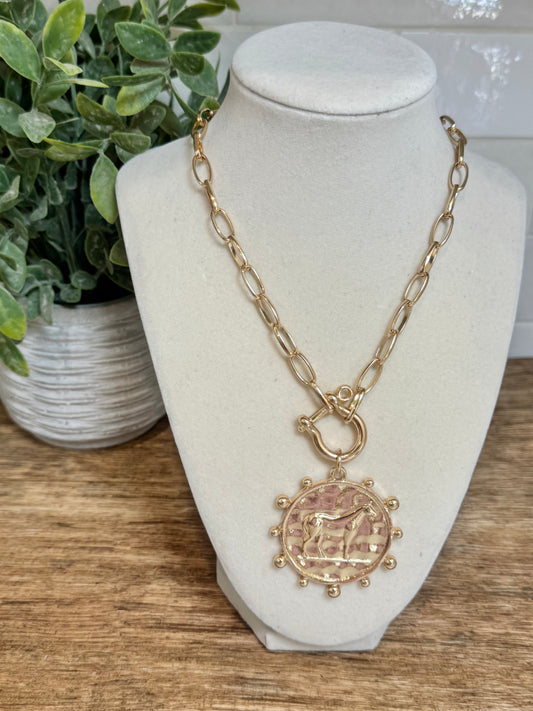 Horse Coin Pendant Necklace
