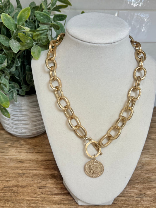Gold Link Coin Necklace