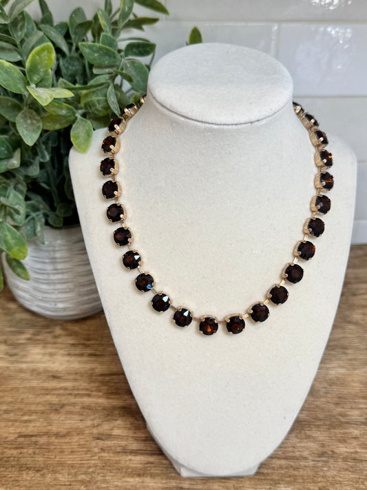 Dark Brown Gem Stone Necklace
