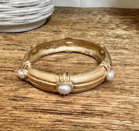Large Pearl Bangle Bracelet