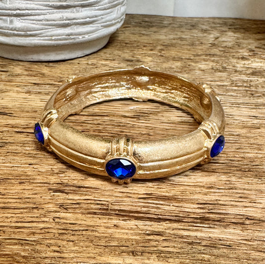 Large Blue Gem Bangle Bracelet