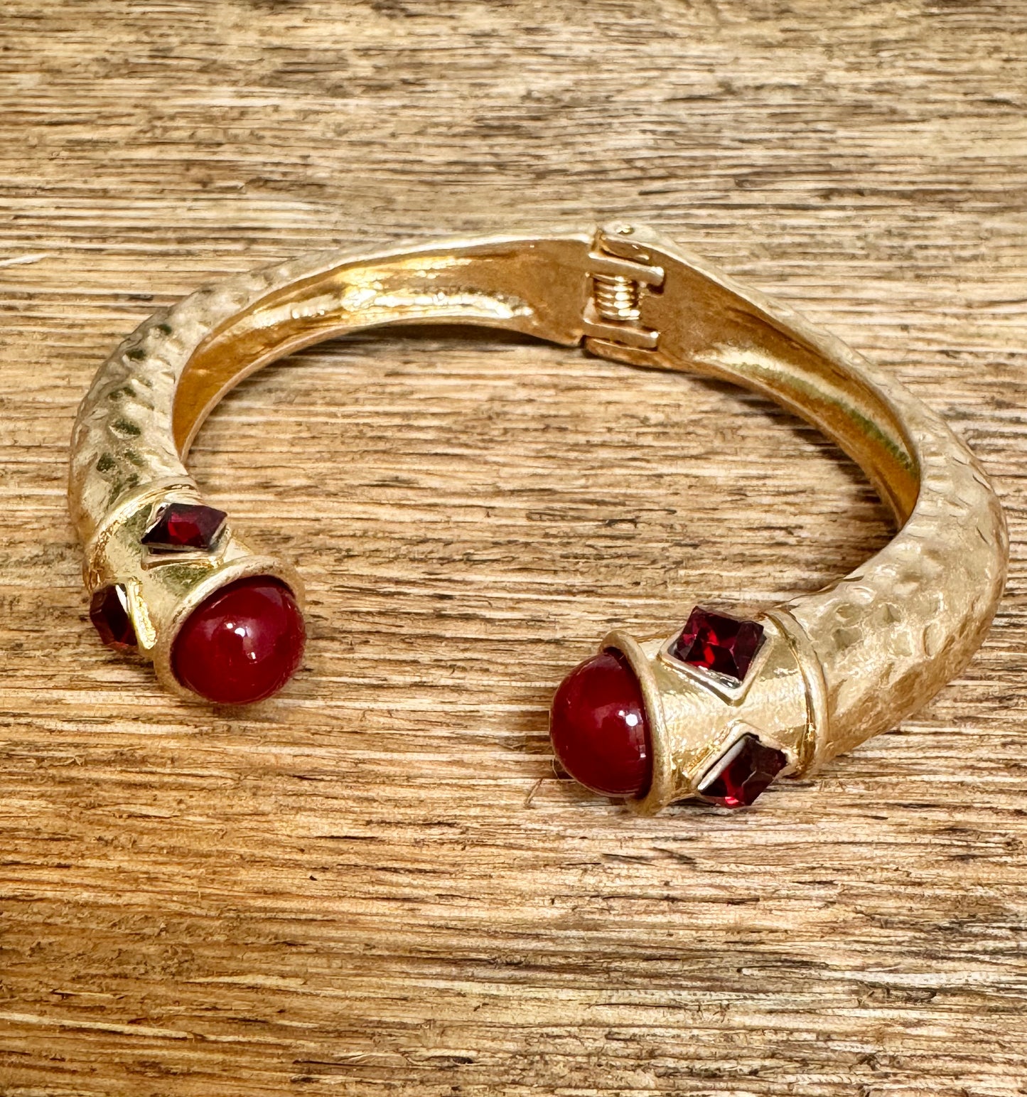 Garnet Stone Gold Cuff Bracelet