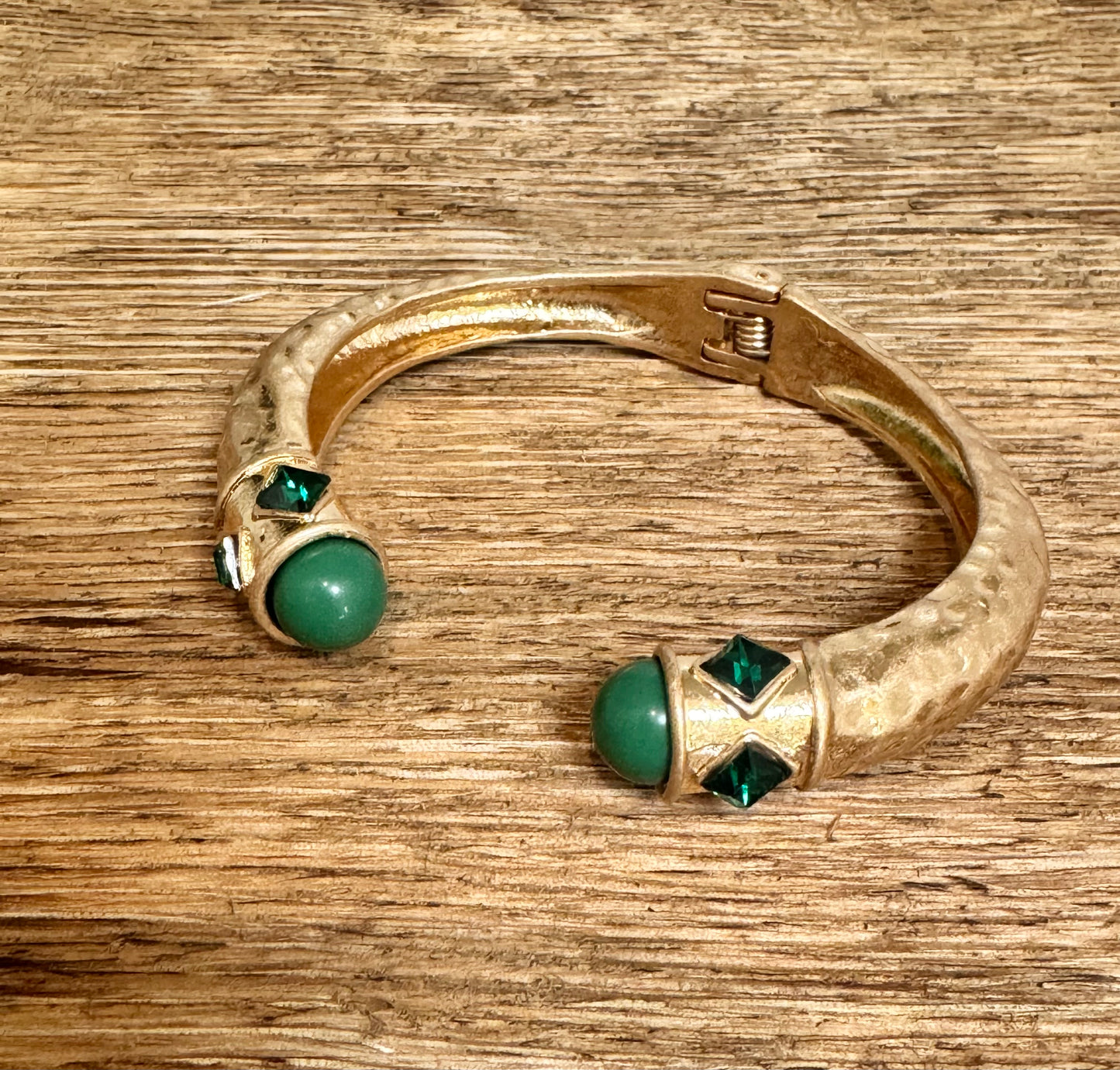 Emerald Stone Gold Cuff Bracelet