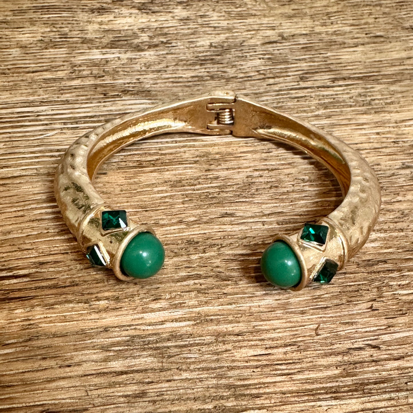 Emerald Stone Gold Cuff Bracelet