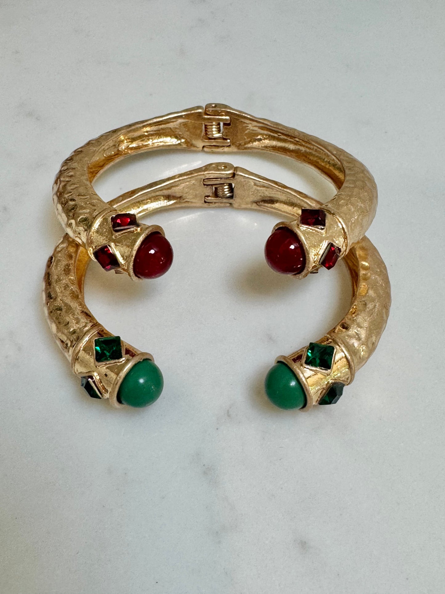 Garnet Stone Gold Cuff Bracelet