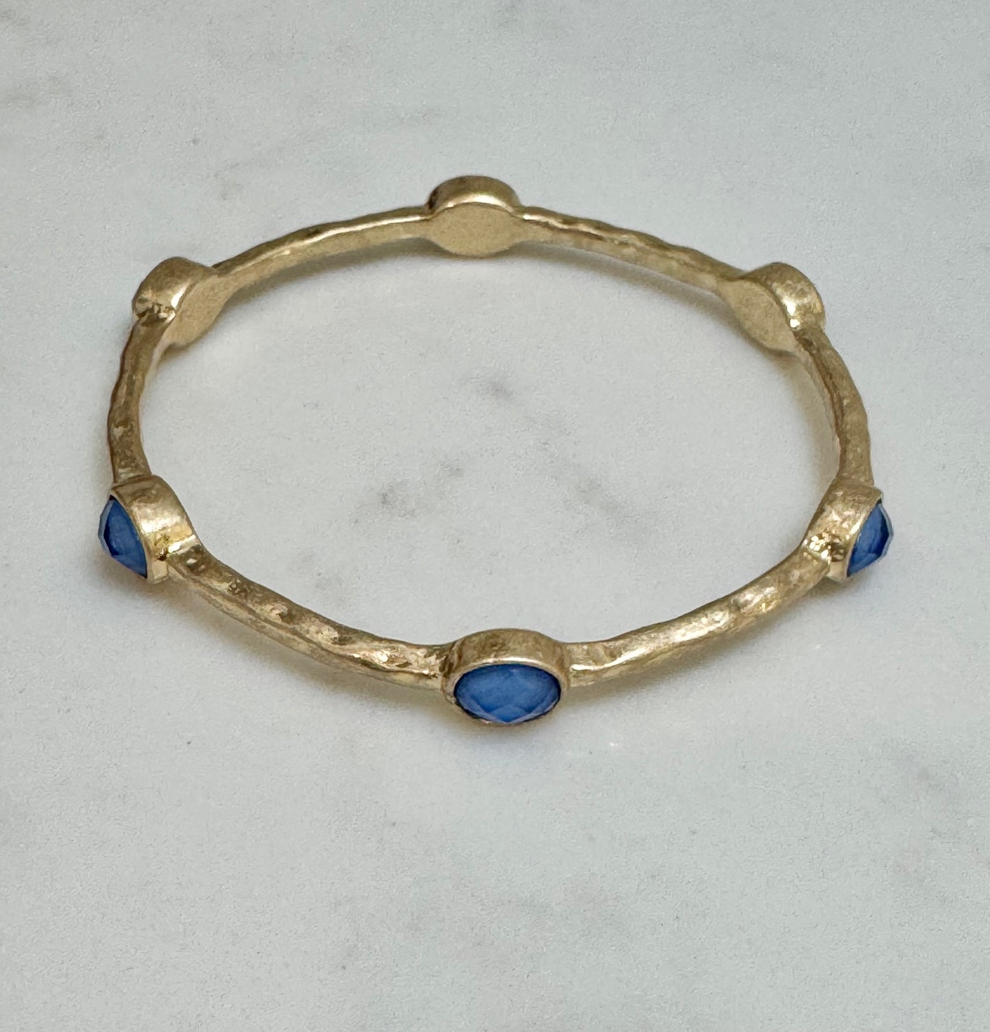 Blue Stone Gold Bangle Bracelet