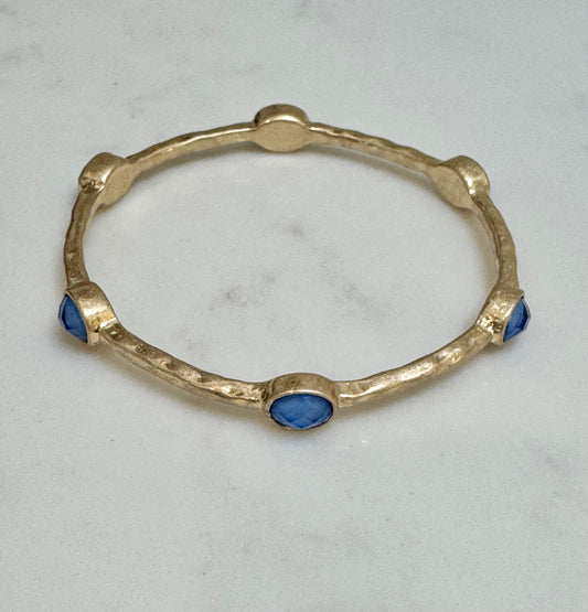 Blue Stone Gold Bangle Bracelet