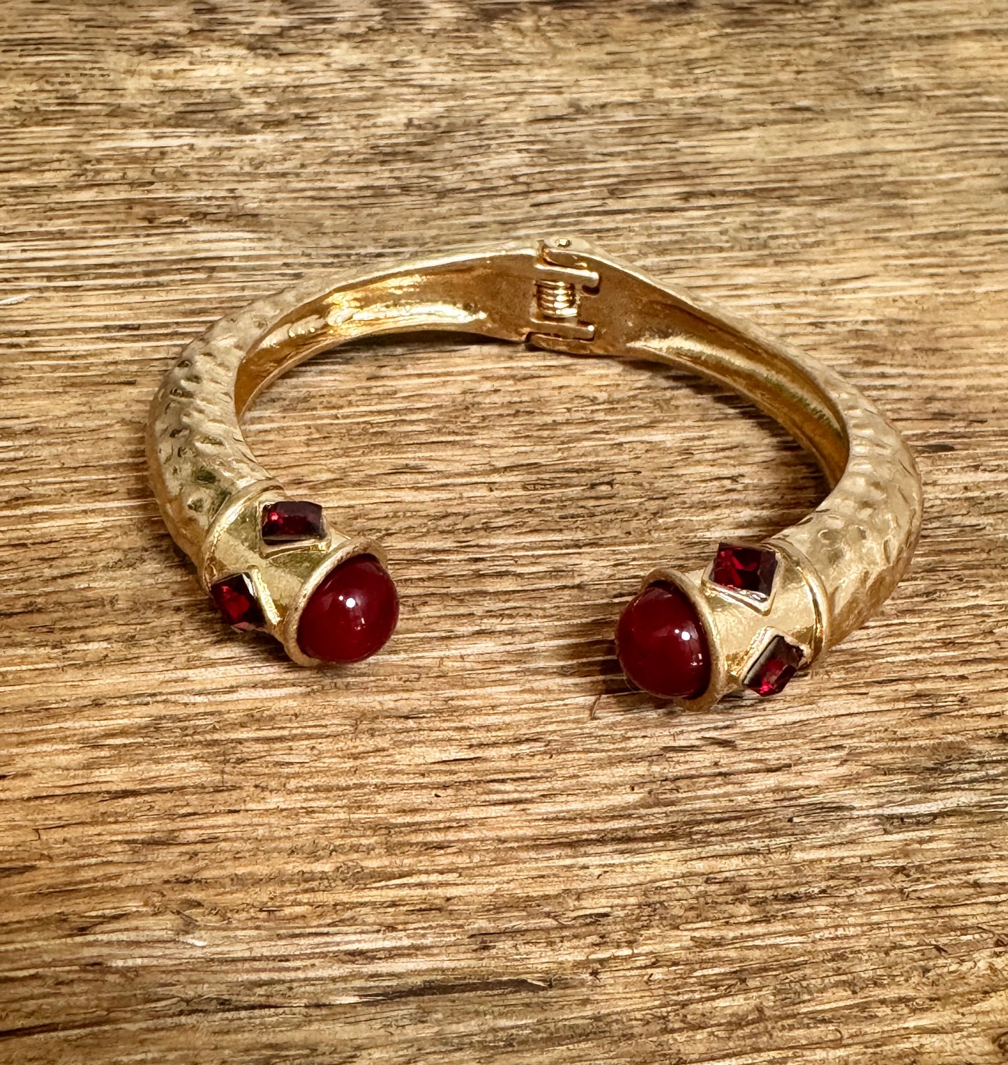 Garnet Stone Gold Cuff Bracelet