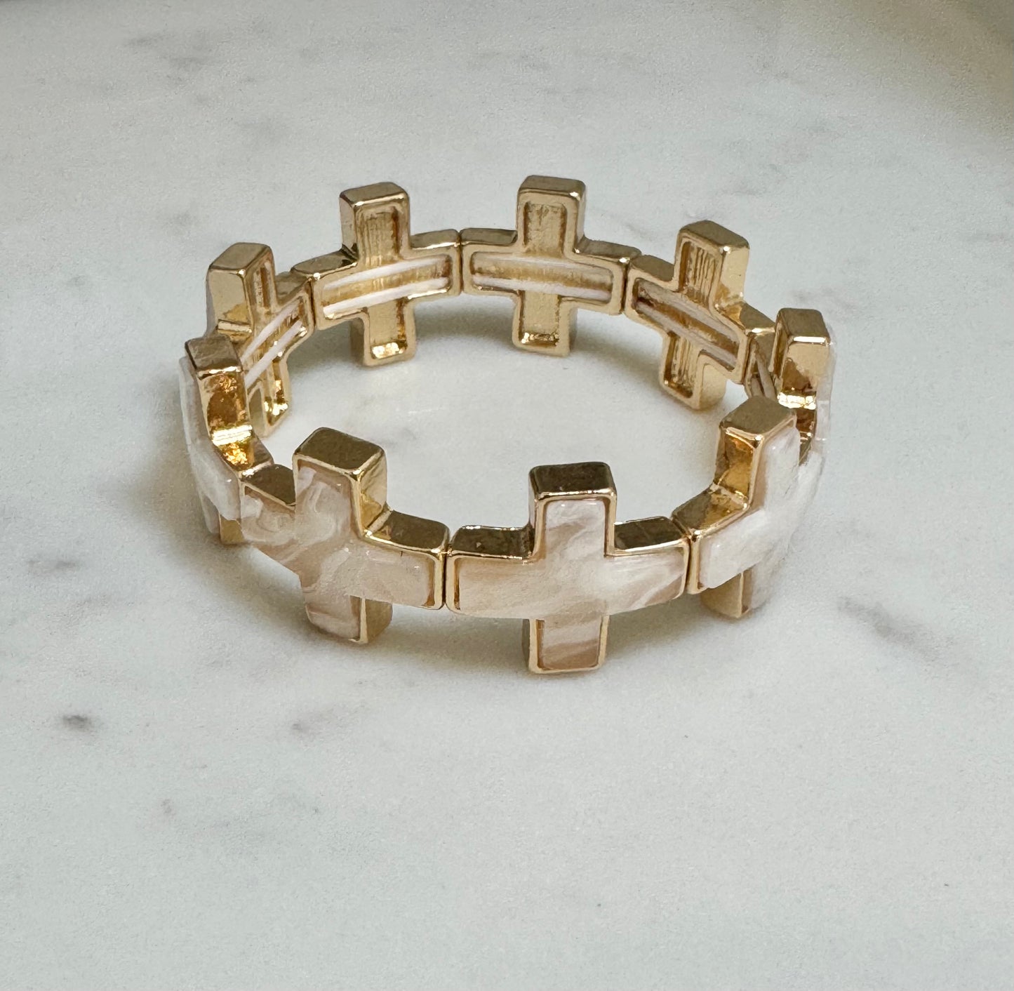 Marble Cross Stretchy Bracelet