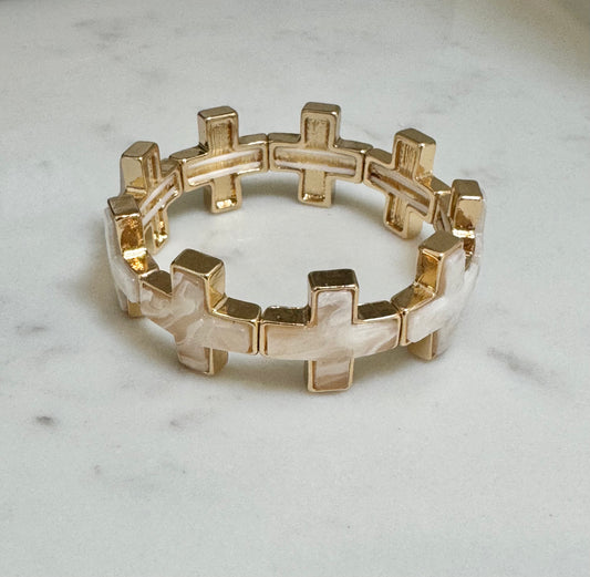 Marble Cross Stretchy Bracelet